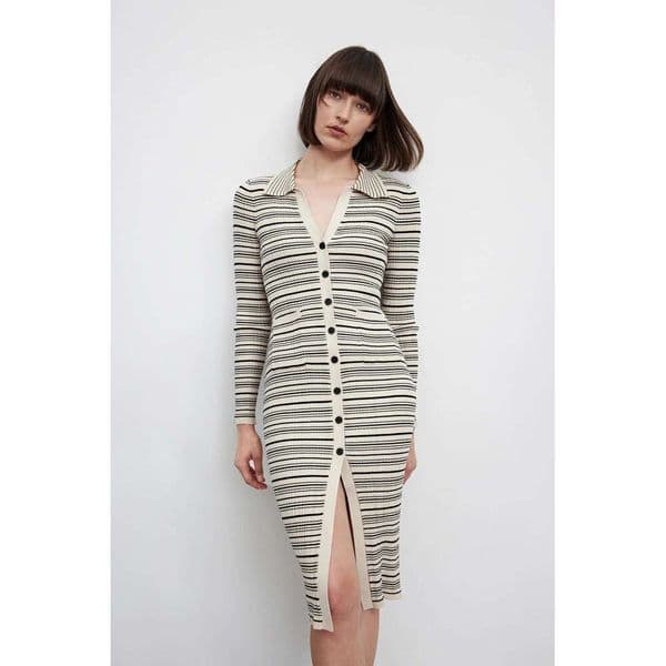 2025 New Of French Style Skinny Treasure Dress With Striped Lapel