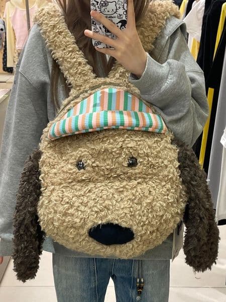 2026 New New Creative Cute Teddy Fleece Backpack - perfume Puppy Doll cologne Plush Toy Bag | Girls' Casual & Student Schoolbag Wholesale In