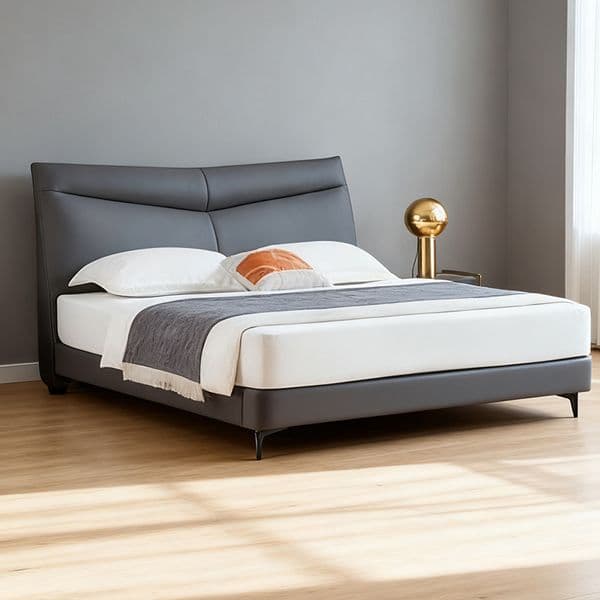 Bedroom Furniture--Solid Wood Leather Upholstered Bed, Italian Minimalist Customizable Bed--8578