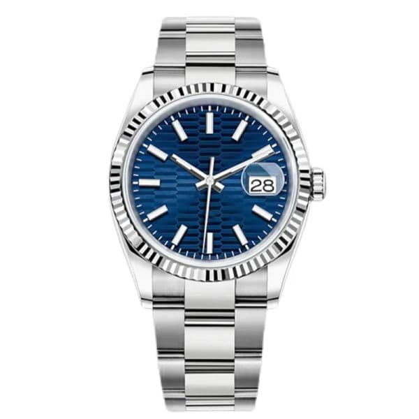 dropshipping watch Blue face big magnifying Automatic Mens mechanical Watches Full Stainless steel traditional strap Super luminous waterproof wristwatch