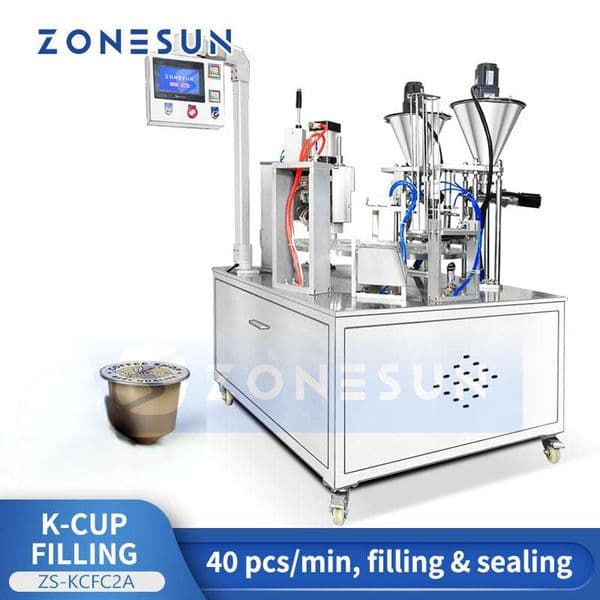 ZONESUN ZS-KCFC2A Automatic Coffee Capsule Filling and Sealing Machine for K-Cup Beverage Packaging