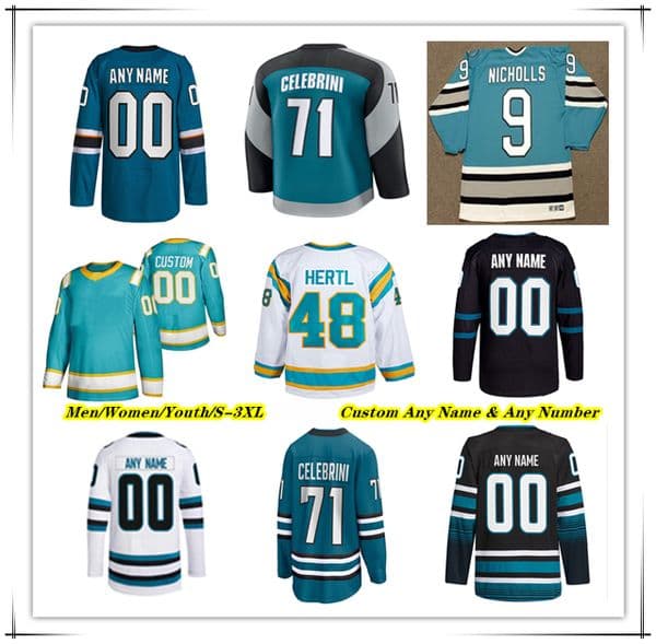 Macklin Celebini Hockey Jesey sj shakss Will Smith William Eklund Dmity Olov Alexande Wennbeg Ty Dellandea Tyle Toffoli Caey Pice Coutue Jeff