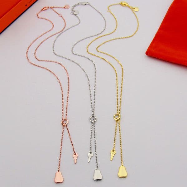 Luxury Retro Designer Tassel Necklace with Titanium Key Lock - European & American Fashion Style