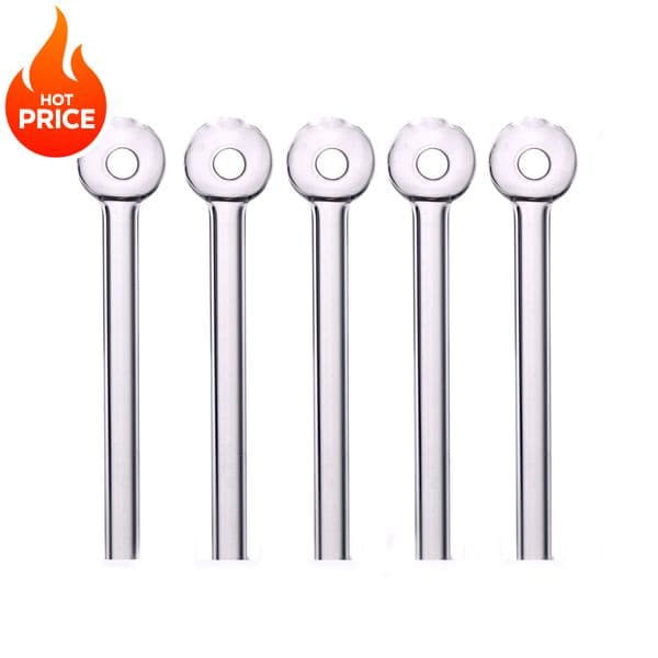 Wholesale 10cm clear mini cheap glass oil burner pipe thick heady Transparent tube nails straw pipes for smoking