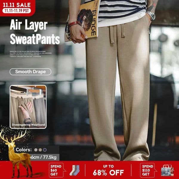 Maden 2023 Autumn Casual Air Layer Sweatpants Cityboy Loose Wrinkle Stretch Straight Leg Sports Pants Mens Baggy Trousers M251117