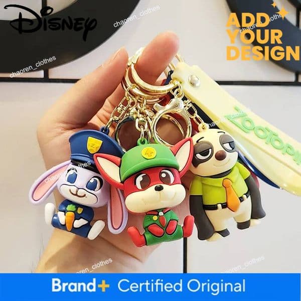 custom Disney New Movie Zootopia Keychain Judy Nick Cartoon Cute Model Keyring Jewelry Pendant Surprise Festival Gifts for Fans Friends