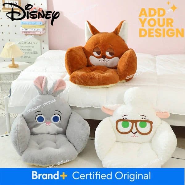 custom Cartoon Anime Disney Zootopia Judy Hopps Nick Wilde Plush Lovely Comfortable Chair Non-slip Cushion Home Decor Gifts
