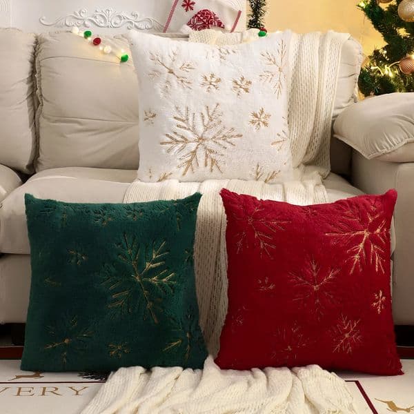 Pillow Case 1 PC Christmas Throw Pillow Cover Plush Embroidery Snowflake Christmas Decoration Living Room 251114