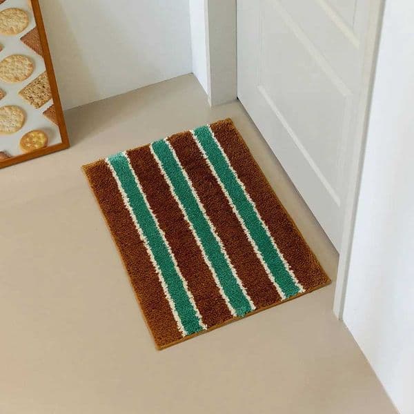 VIKAMA American Vintage Striped Doormat Absorbent Quick Dry Bathroom Rug Entrance Hallway Toilet Home Decor Floor Mat Y251117