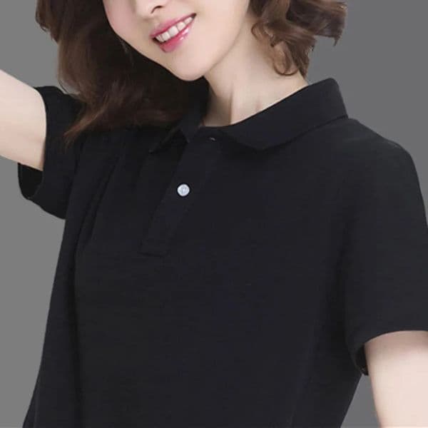 summer solid color collegiate style sports polo shirt work clothes female student short-sleeved T-shirt women 250417