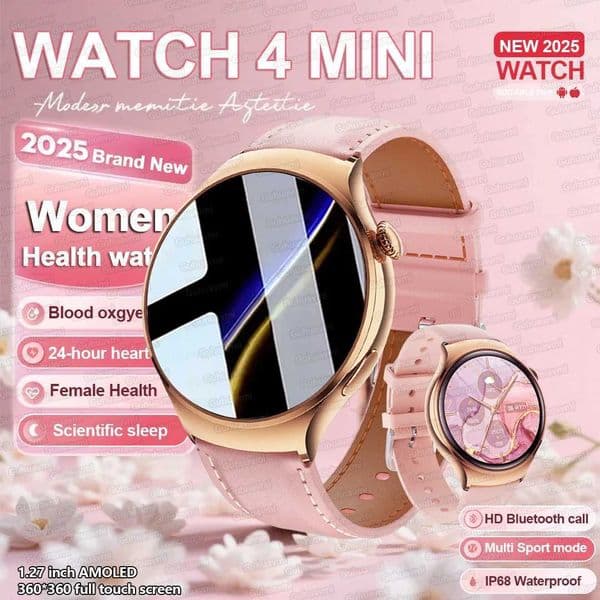 2025New GPS NFC Call Smartwatch Women Watch 4 mini Sport Track Heart Rate Pressure Monitoring Health Smartwatch LadiesM251117