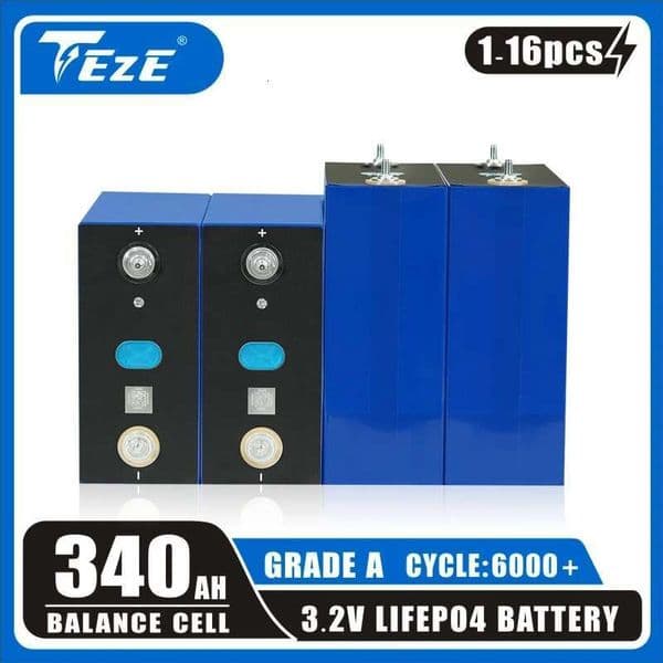 Brand New 340AH High Capacity 3.2V Lifepo4 Battery Grade A Cycles 6000+ DIY 12V 24V 48V Rechargeable Cells for EV RV