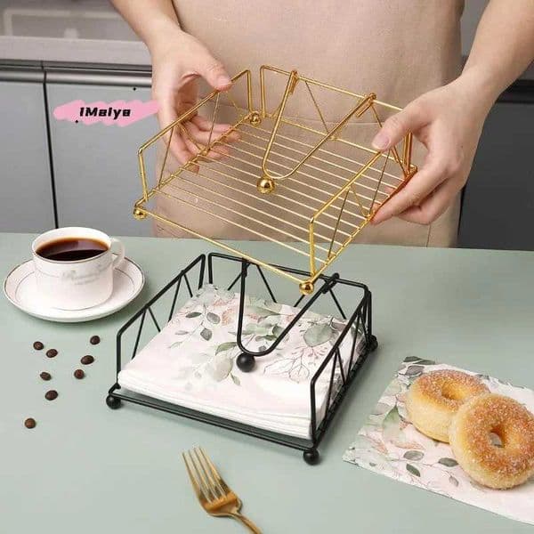 Luxury Rustic Metal Napkin Holder Square Paper Organizer for Kitchen Home Restaurant Cafes - Tabletop Decorative Napkin Holder Y251117