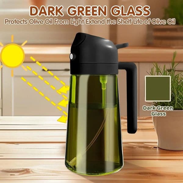 2-in-1 Oil Spray Bottle - Kitchen Cooking Dispenser for Olive Oil Vinegar Plastic BBQ Sauce Container with Nozzle oil sprayer 251114