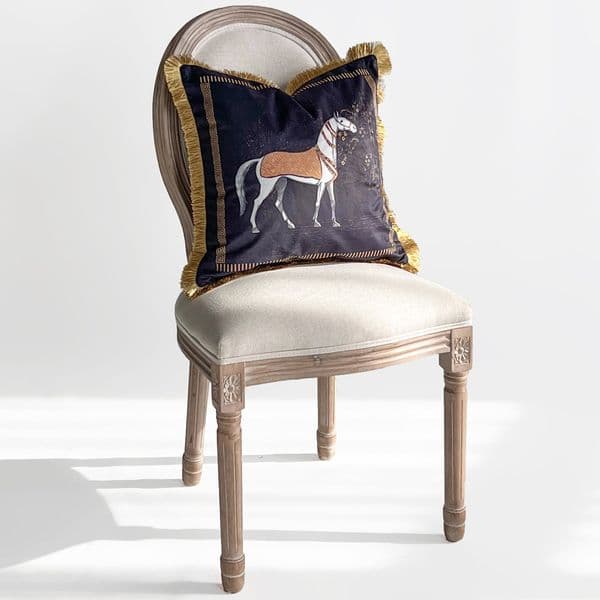 Luxury Cushion Cover Horse Pattern Embroidered Soft Velvet Pillowcase Living Room Sofa Office Bedside Decoration Pillow Case B5