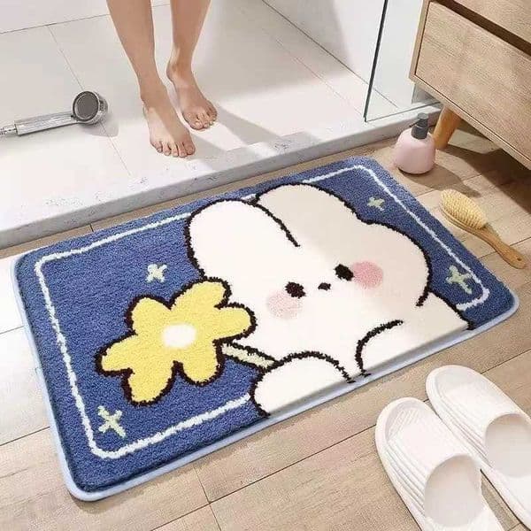 Luxury VIKAMA Cute Rabbit Carpet Bathtub Carpet Non-Slip Absorbent Bathroom Mat Dust-Proof Easy To Clean Doormat Rug For Bedroom Y251117