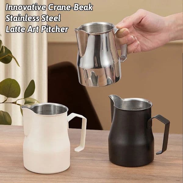 304SS Milk Frothing Pitcher for Latte ArtPTFE Coated Gooseneck SpoutMeasurement Marks Easy Clean3 Colors -Barista/Cafe Use 250414