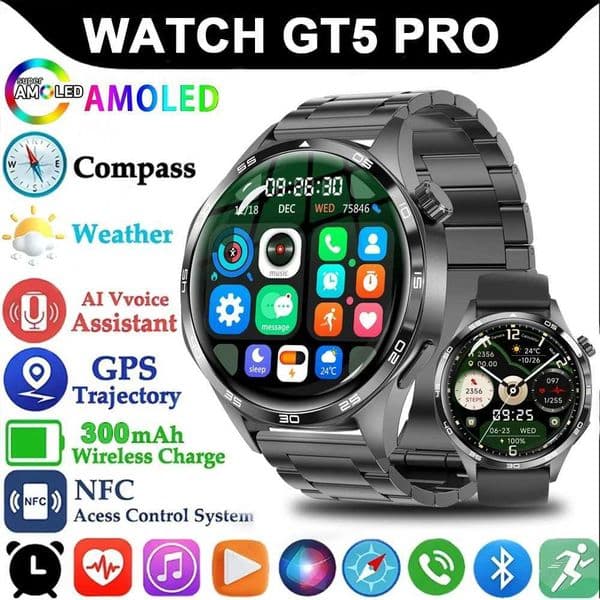 Smart Watch 5 Pro GPS NFC Smartwatch Men 360360 AMOLED Screen Heart Rate Monitor Call IP67 Waterproof Men SmartwatchM251117