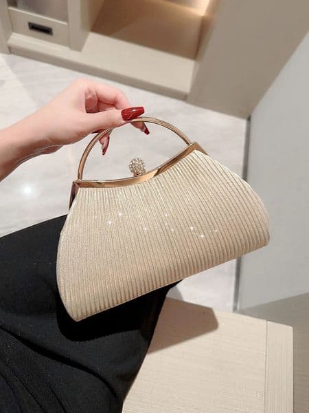Womens classic pleated n shiny handheld evening bag with rhinestone decoration evening bag dress bag party bag prom bag dr 251111