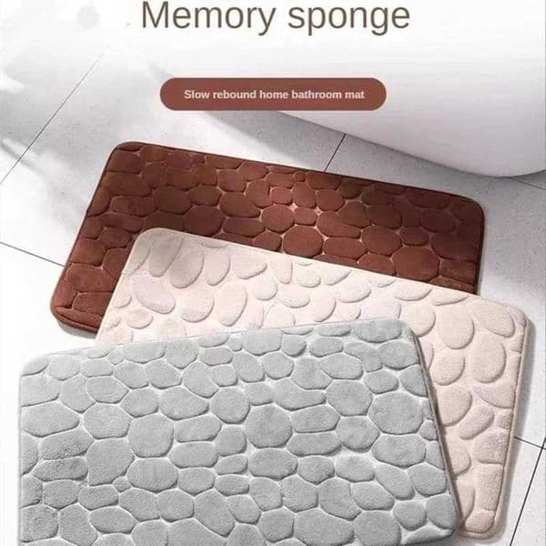 New 3D Non Slip Bathroom Mat Cobblestone Embossed Bath Mats Absorbent Doormat Carpet Door Floor Mats Machine Washable Y251117