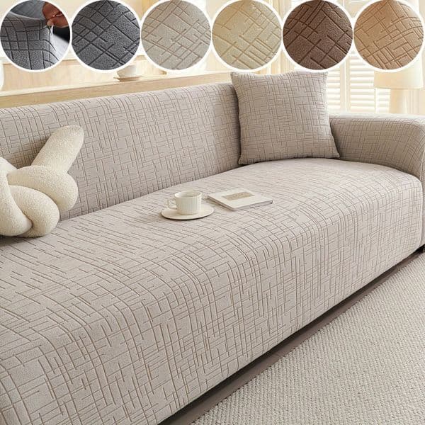 1pc Stretch Sofa Slipcover Jacquard Non-slip Sofa Couch Cover Solid Color Four Seasons Sofa Furniture Protector for Living Room 251112