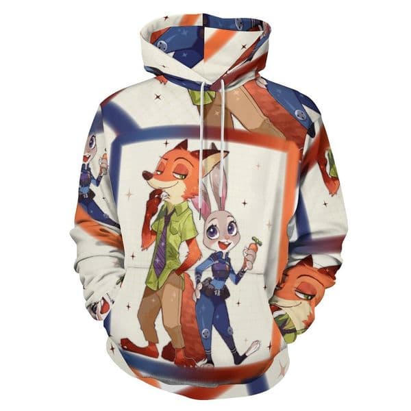 Disney Zootopia Judy Nick Hoodies Sister Matching Sets Couple's long sleeved hoodie with hat couple's round neck hoodie Pullover Fashion Street Wear Oversized A16