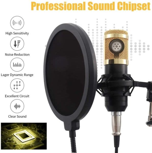 BM800 Condenser Microphone Kit Studio Podcast Microphone with Mic Suspension Scissor Arm Shock Mount for Streaming Recording
