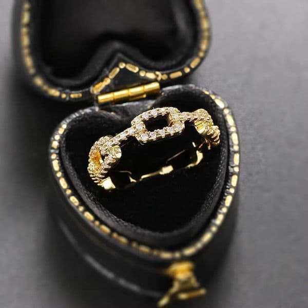 Band Rings DHCollections Fashion Jewelry High Quality Trendy Ladies Woman 5mm Full CZ Zircon Chain Ring AA