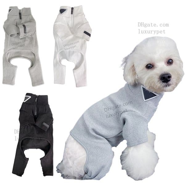 Designer Dog Clothes, Minimalist Triangle Detail Pet Jumpsuit, Luxury & Stylish, Multi-Color Dog Apparel for Small Medium Dogs, Four-Legged Dog Onesie with Zipper A193