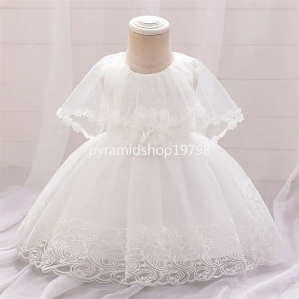 Baby Girls Dress Newborn Girl Short Sleeve Lace Party Wedding Dresses 2025 Floral Embroidery Infant Girl 1st Birthday Princess Dress