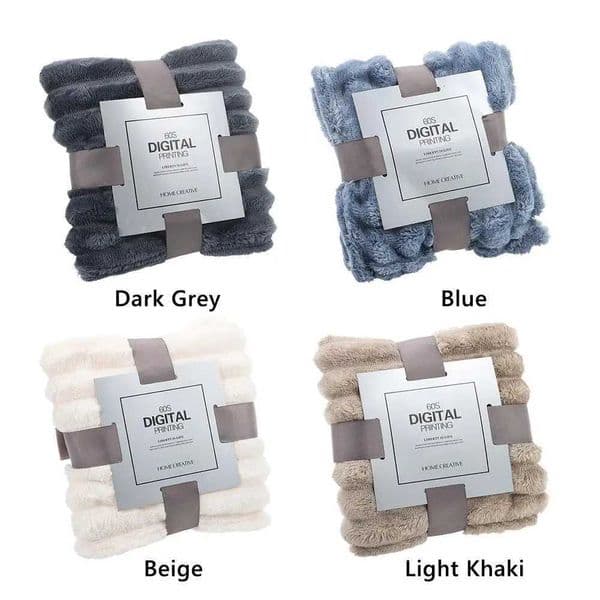 New Double Sided Warm Blanket Skin-Friendly Warm Conditioning Quilt Breathable tra Soft Plush Striped Blankets H251118