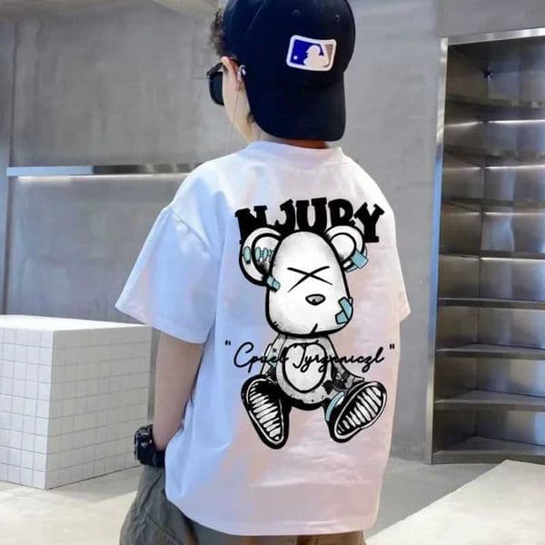 Short sleeved simple round neck lazy trend childrens clothing summer straight tube T-shirt new Ins fashion trend Z250325