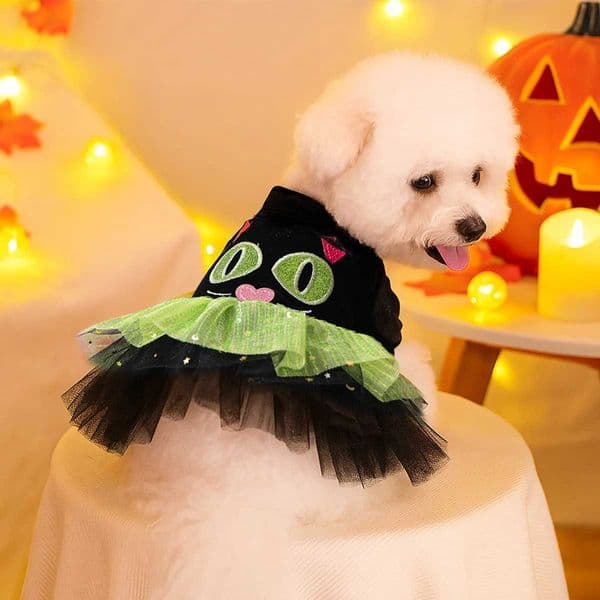 dog Halloween black velvet dress Pet Dress with embroidery pet Tulle Skirt Pet Tutu Skirt pet cosplay clothing dog party clothesM251118