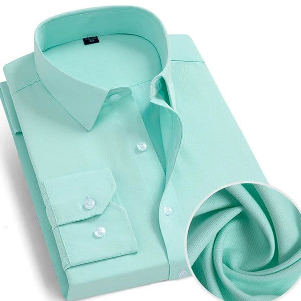 mens classic plain weave solid color spring autumn long sleeved work casual business button slim fit clothing 250418BJ
