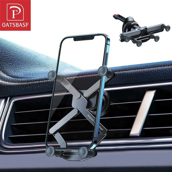Oatsbasf Metal Car Air Vent Phone Holder Gravity Mount with 360 Rotation for iPhone 17 16 15 Pro Max 47-72 DevicesM251118