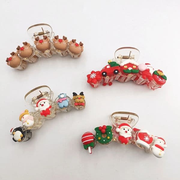 Christmas Transparent Acrylic Hair Clip Cute Large Hair Claw Barrettes Santa Claus Hairpin Hair Accessories Headwear 251111