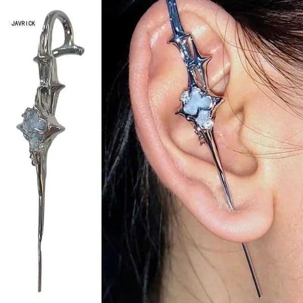 Retro Geometry - Angular Star Earrings Niche Advanced Anti Sensor Front and Rear Earrings Perforated EarpinsXJ250418