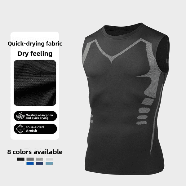 Men's Tank Tops--Men's Fitness Quick-Dry Breathable Sports Vest, Sleeveless Elastic Training Tank Top--WM34