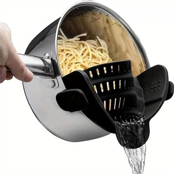 1PC Adjustable Silicone Clip on Strainer for Pots Pot Strainer Kitchen Pot Strainer Handheld Drainer for Noodles Pasta 251114