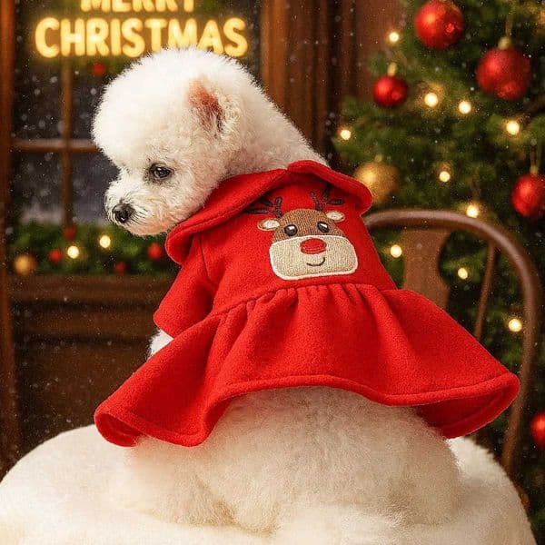 Autumn/Winter Pet Christmas Red Dress Cute Kitten Snowman Christmas Coat Woolen Coat Dog Dresses for Small Dogs C251118