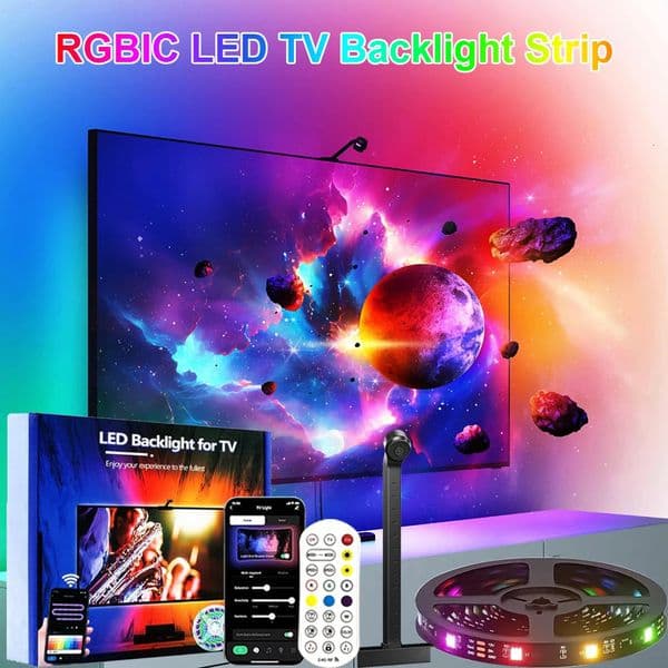 TV Backlight Strip With AR Color Gamut Sensor for 55-75 Inch TV Smart RGBIC LED Light Strip App Control Gaming Atmosphere Light 251114