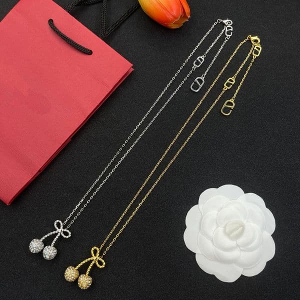 Fashion Cherry Designer Necklace Plated With Gold, Durable And Unique Birthday Gift