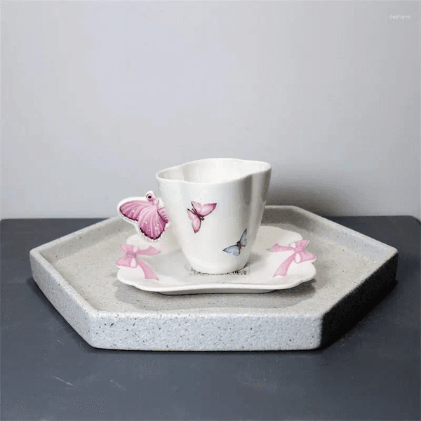 Mugs 200ML Ceramic Mug Handmade Coffee Cup Porcelain Butterfly