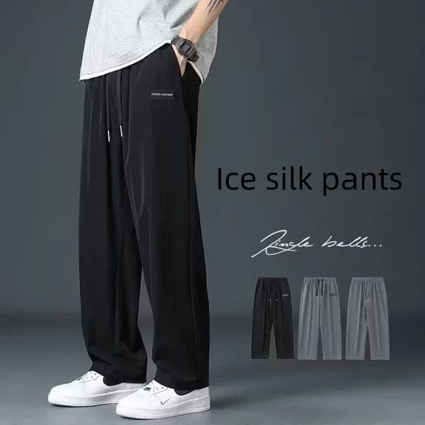 Jogger mens jogging pants mens ice silk pants large mens Trouser mens clothing gym sports mens er clothing mens goods Y2k 250410BJ