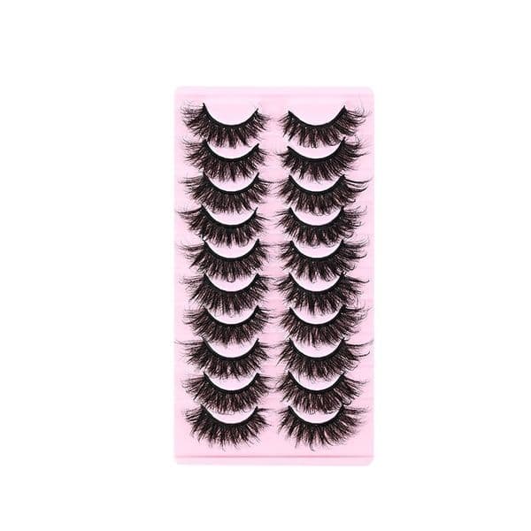 10 Pairs Multi-layer Thick False Eyelashes Fluffy 3D Faux Mink Fake Lashes Strip Handmade Reusable Eyelashes Extensions Soft Lightweight
