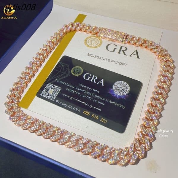 Fashion Hip Hop Cuban Link Moissanite 18mm Sterling Silver 925 Iced Out VVS Moissanite Diamond Cuban Link Chain Necklace