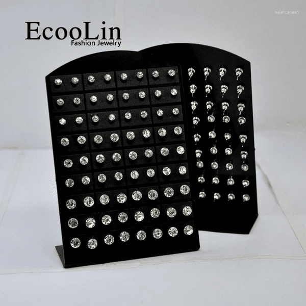Stud Earrings 1Set 36Pair Women Rhinestone Zircon 316L Stainless Steel For Woman Fashion Jewelry Wholesale Bulk Lots