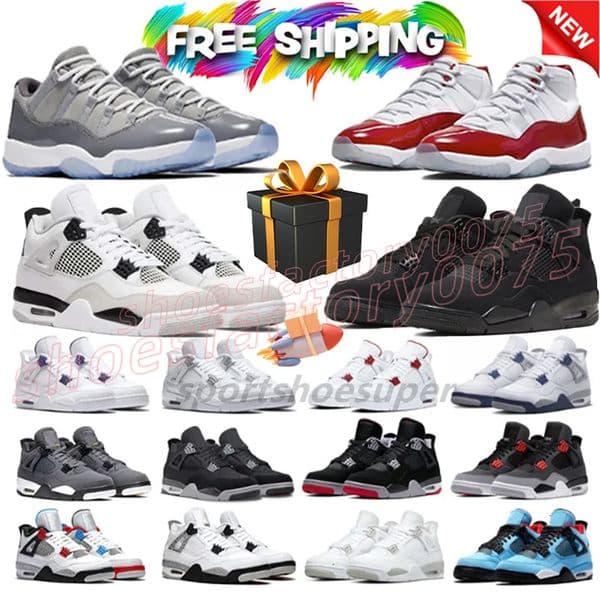 1 3 4 11 12 Men Women Basketball Shoes 4s Mens Sport Ttrianers Black Cat Black Sail Olive Fire Red canary Grey 11s High Low Top Womens Sneakers S S