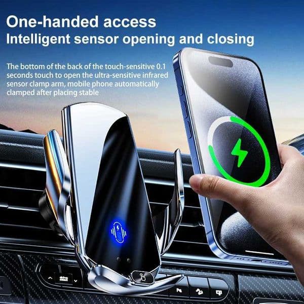 Car Mount Wireless Charging Stand Vehicle Phone Mounts Car Phone Holder Automatic Quick Release Button For IphoneM251118