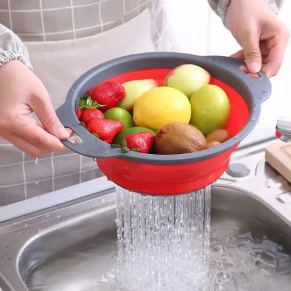 Silicone Folding Drain Basket Fruit Vegetable Washing Basket Foldable Strainer Colander Collapsible Drainer Kitchen Storage Tool 251114
